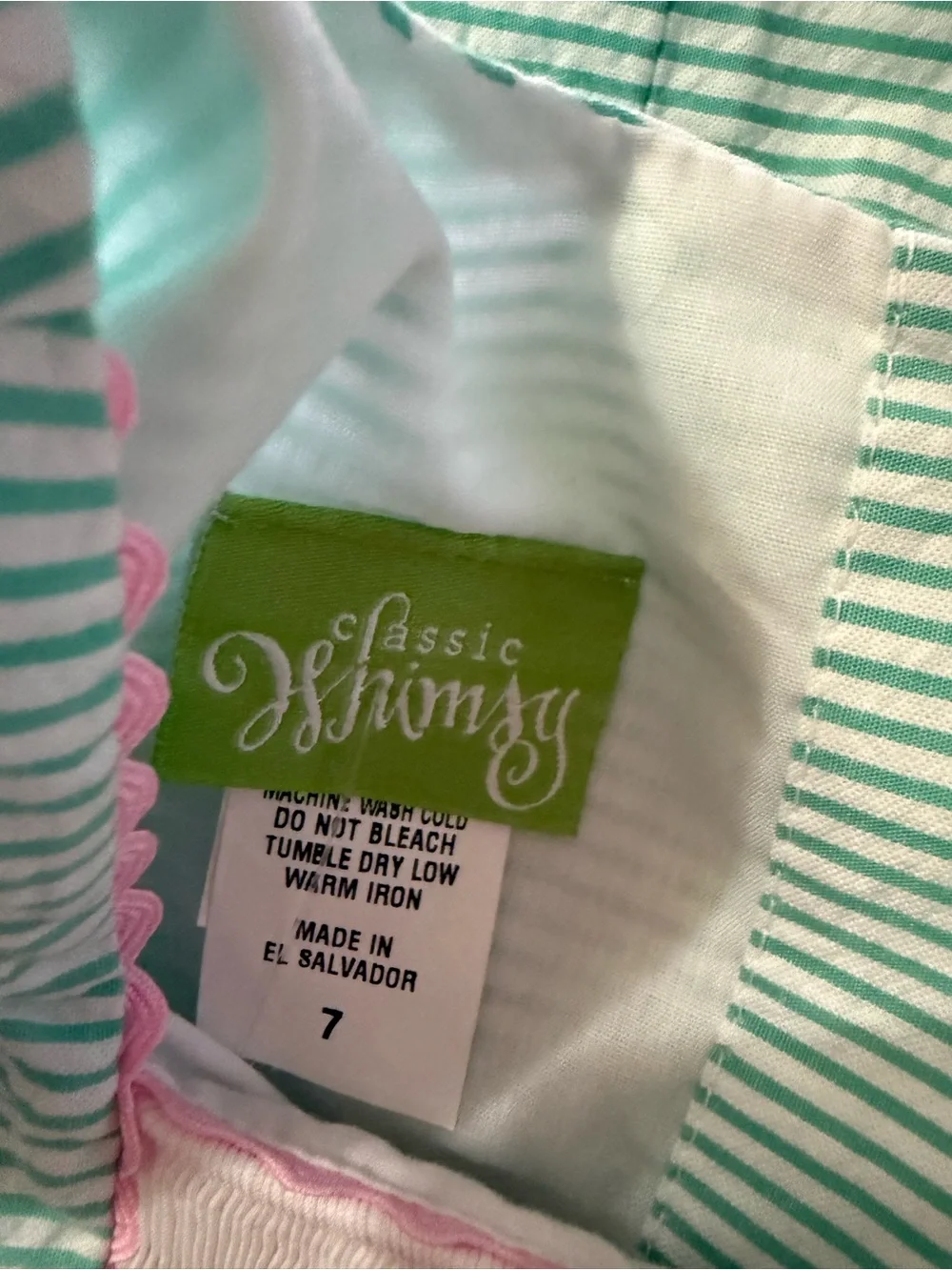 NWT Classic Whimsy Green Seersucker Alligator Smocked Dress